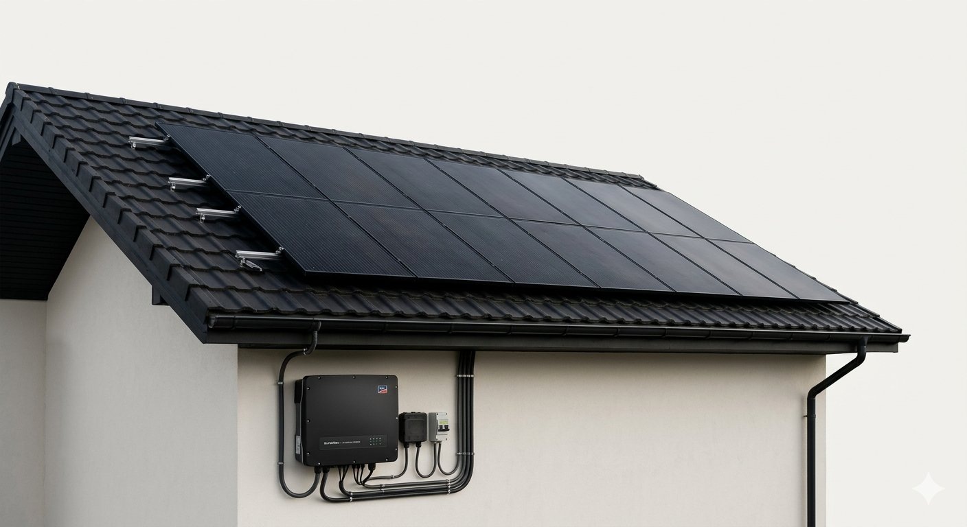 PV-Anlage auf Steildach mit Wechselrichter